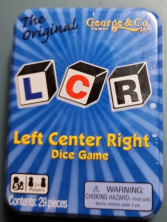 LCR® Left Center Right™ Dice Game – Blue Tin NEW SEALED
