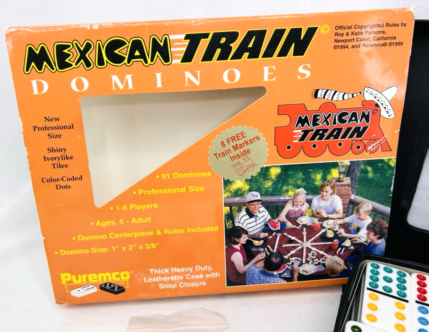 Mexican Train 91 Dominoes Puremco with Case ~ ChickenFoot ~ Complete
