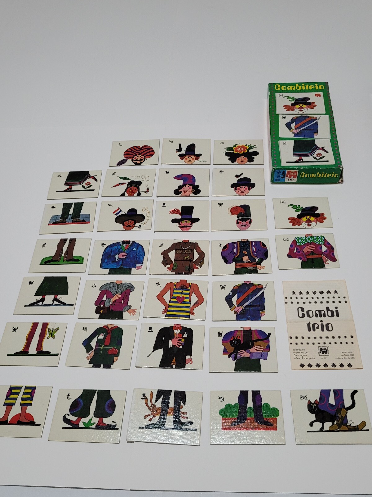 Vintage 1970’s Dutch COMBITRIO Card Game Combo Matching Head Body Legs 30 Cards
