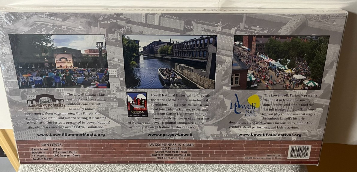 NEW & Sealed AWESOMENESS IS LOWELL Commemorative Board Game Massachusetts