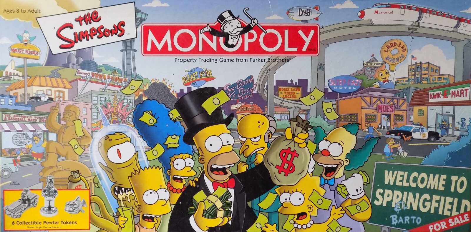 The SIMPSONS MONOPOLY Board Game For Parts or Play 2001