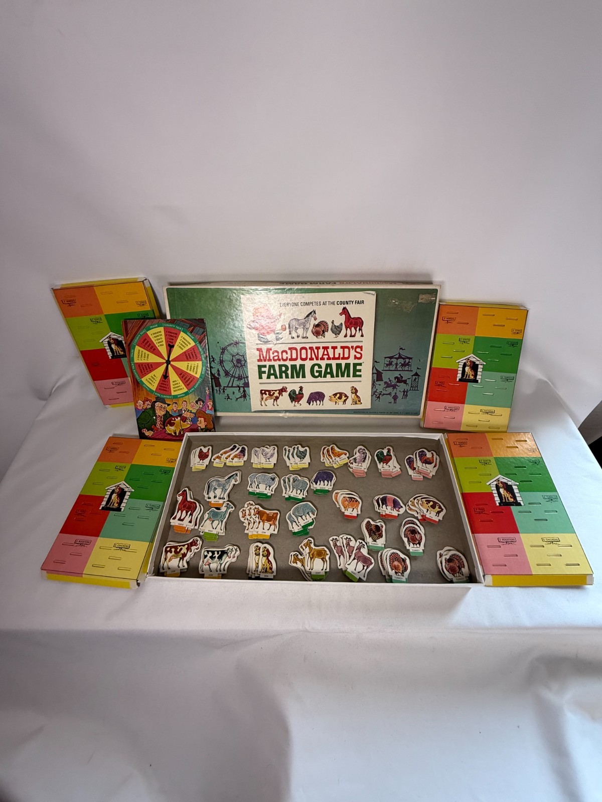 MacDonald’s Farm Board Game Animals Farm Spinner Vtg 1965 County Fair Selchow