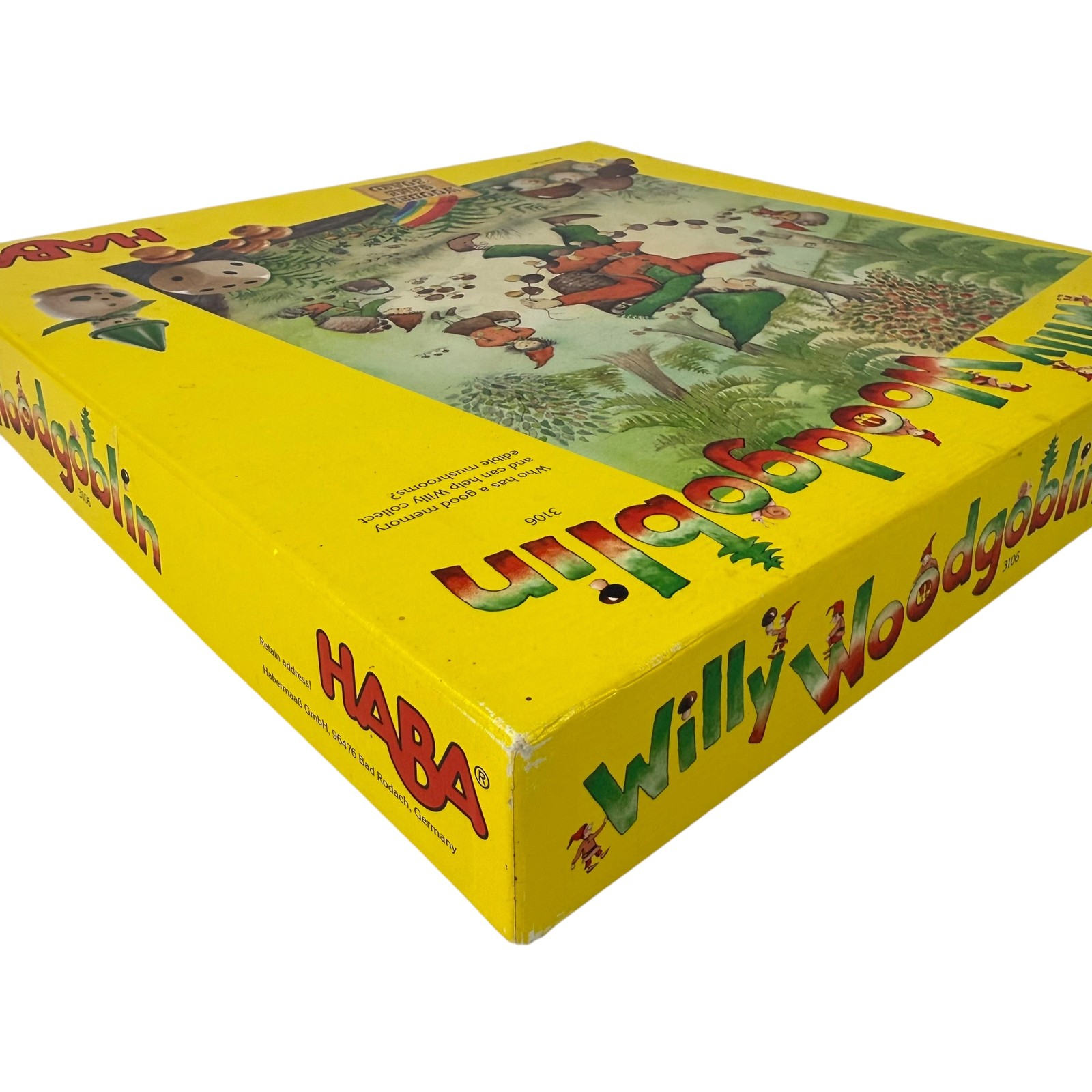VTG 1997 Willy Woodgoblin Haba Wooden Board Memory Game Mushrooms Germany RARE