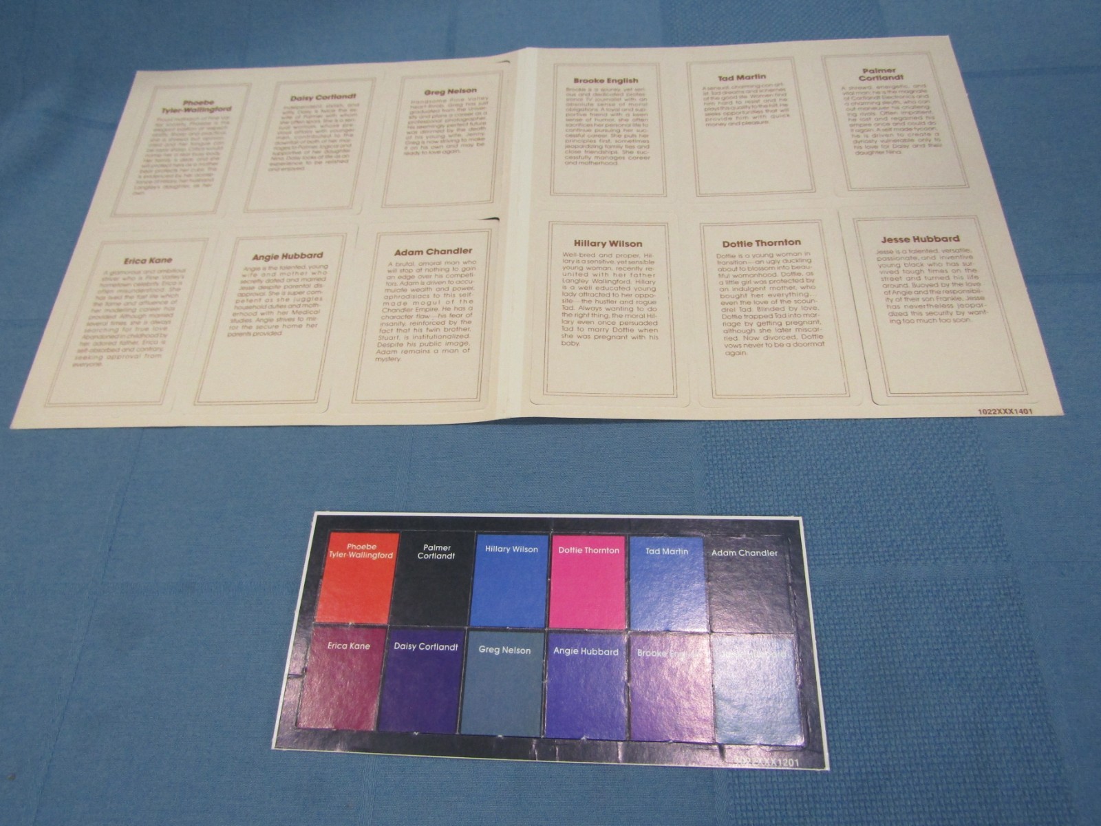 All My Children Board Game Daytime TV Show Vtg 1985 Replacement character cards