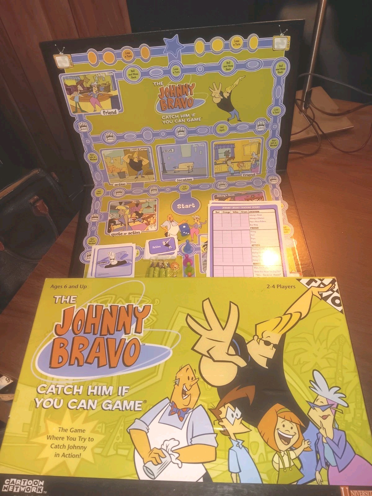 Johnny Bravo Board Game COMPLETE Catch Him If You Can Cartoon Network 2001