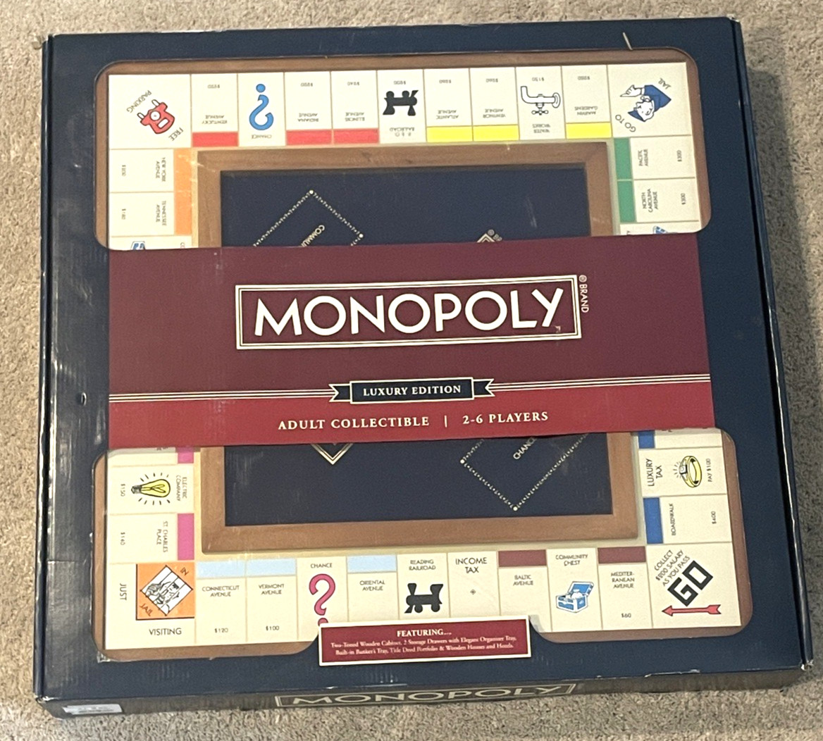 NEW Monopoly Luxury Edition Large Deluxe Wooden Board Game