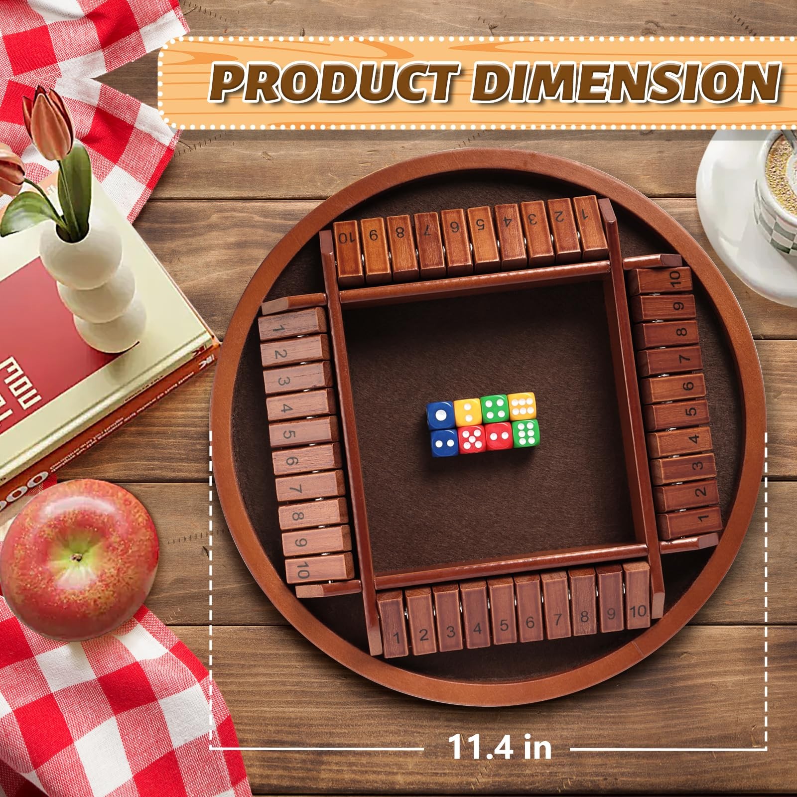 Shut The Box Dice Game 24 Player Wooden Table Math Educational Home Party