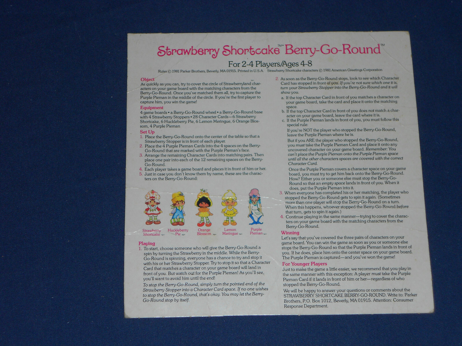 Vintage 1981 Strawberry Shortcake Berry-Go-Round Game Incomplete/Parts Only