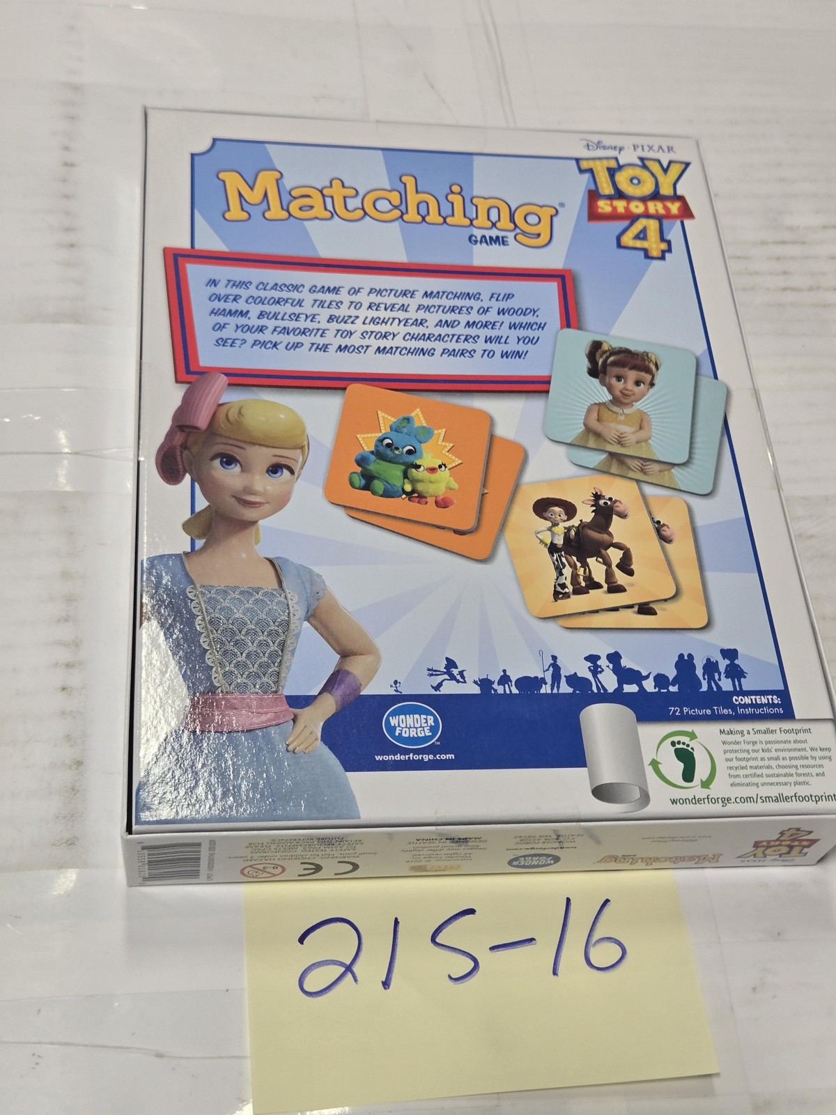 Wonder Forge Toy Story 4 Kids Picture Matching Memory Game 1+ Players 3+ Used