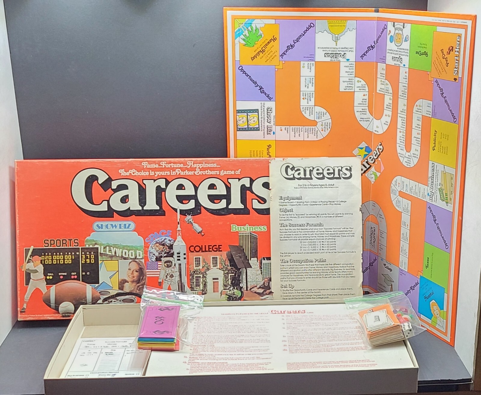 Vintage 1979 “Careers” Family Board Game Parker Brothers Fame Fortune Happiness