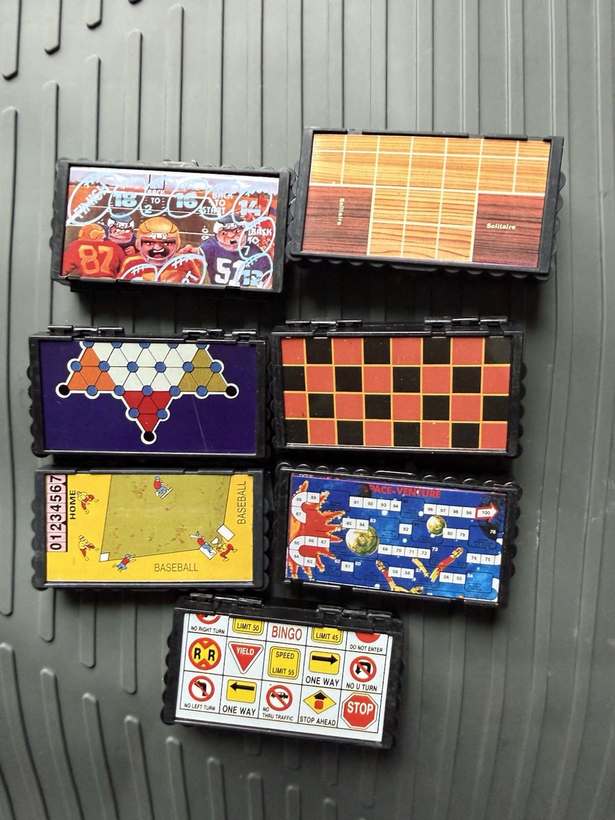 Vintage Mini Travel Board Game Lot 7 Checkers Solitaire Baseball Football