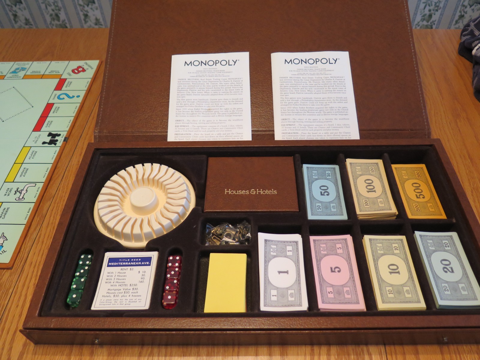 VINTAGE Monopoly Board Game 1974 Faux Leather Case Special Edition