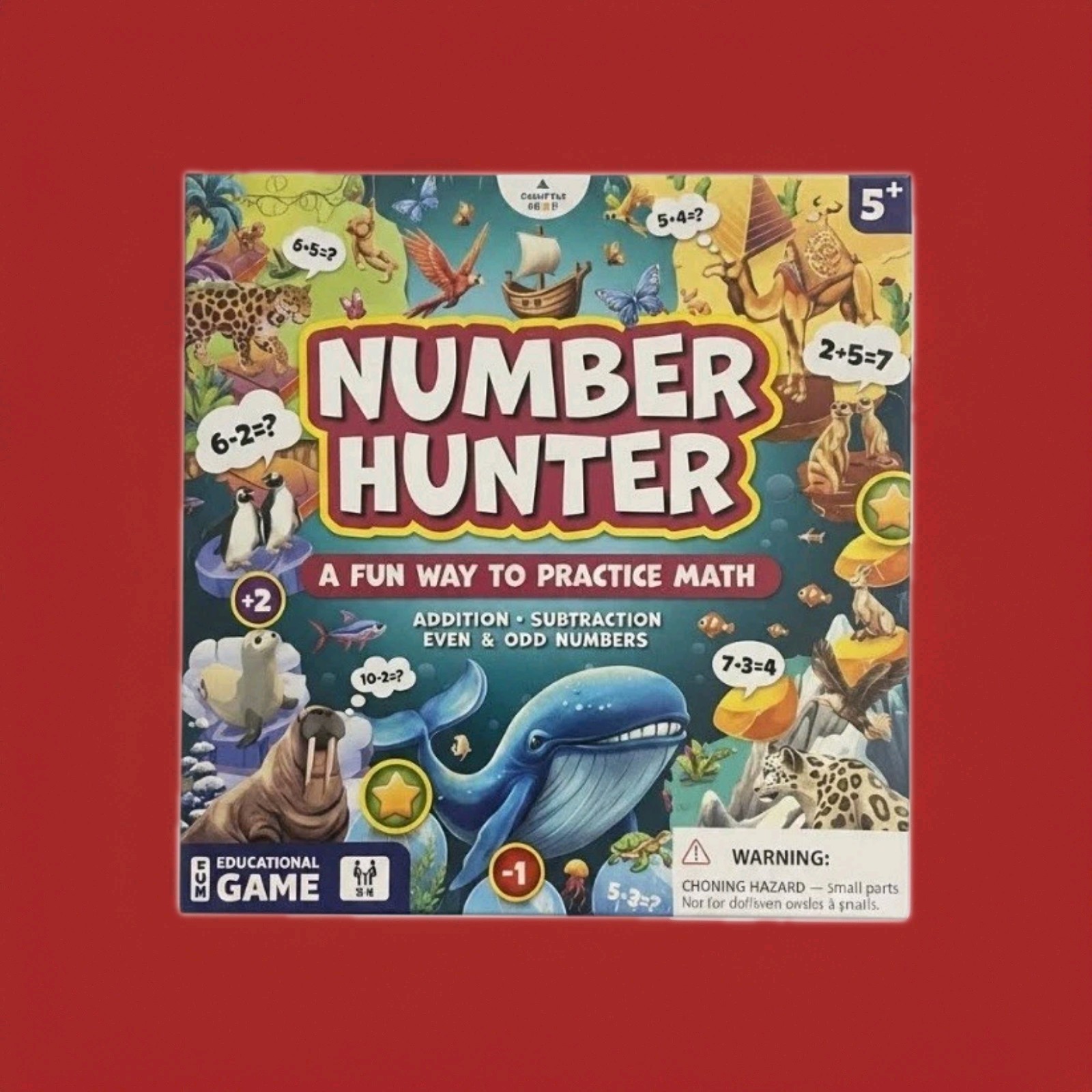 Number Hunter Math Board Game – Addition & Subtraction Adventure Age 5 and Up
