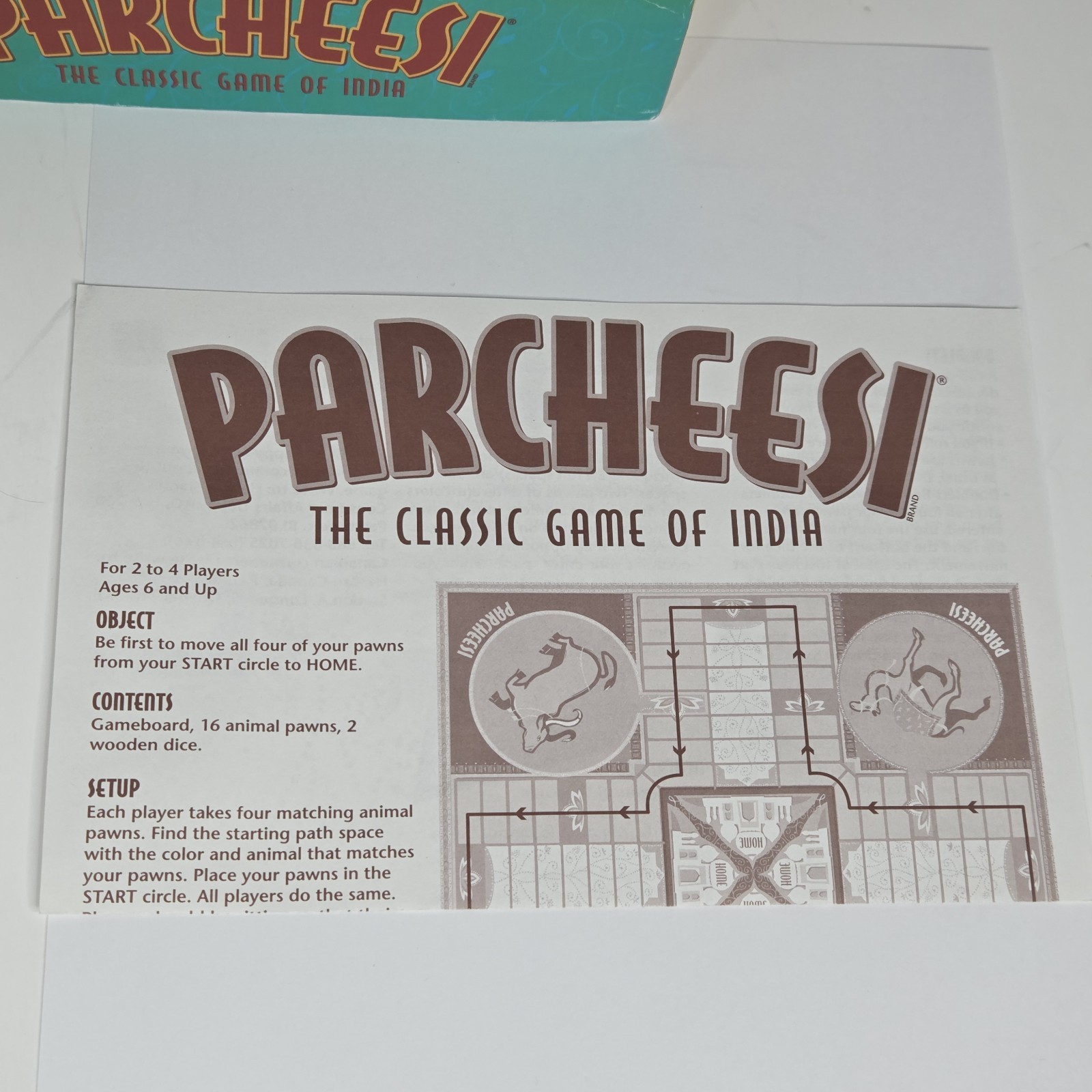 Parcheesi The Classic Game of India Milton Bradley Board Game 100% Complete 2001