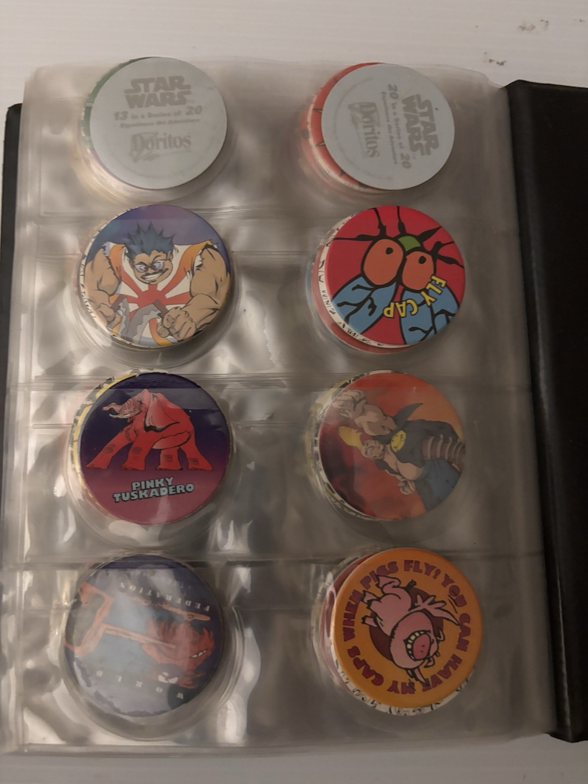 8 Page Pog Cap Album With 118 Pogs