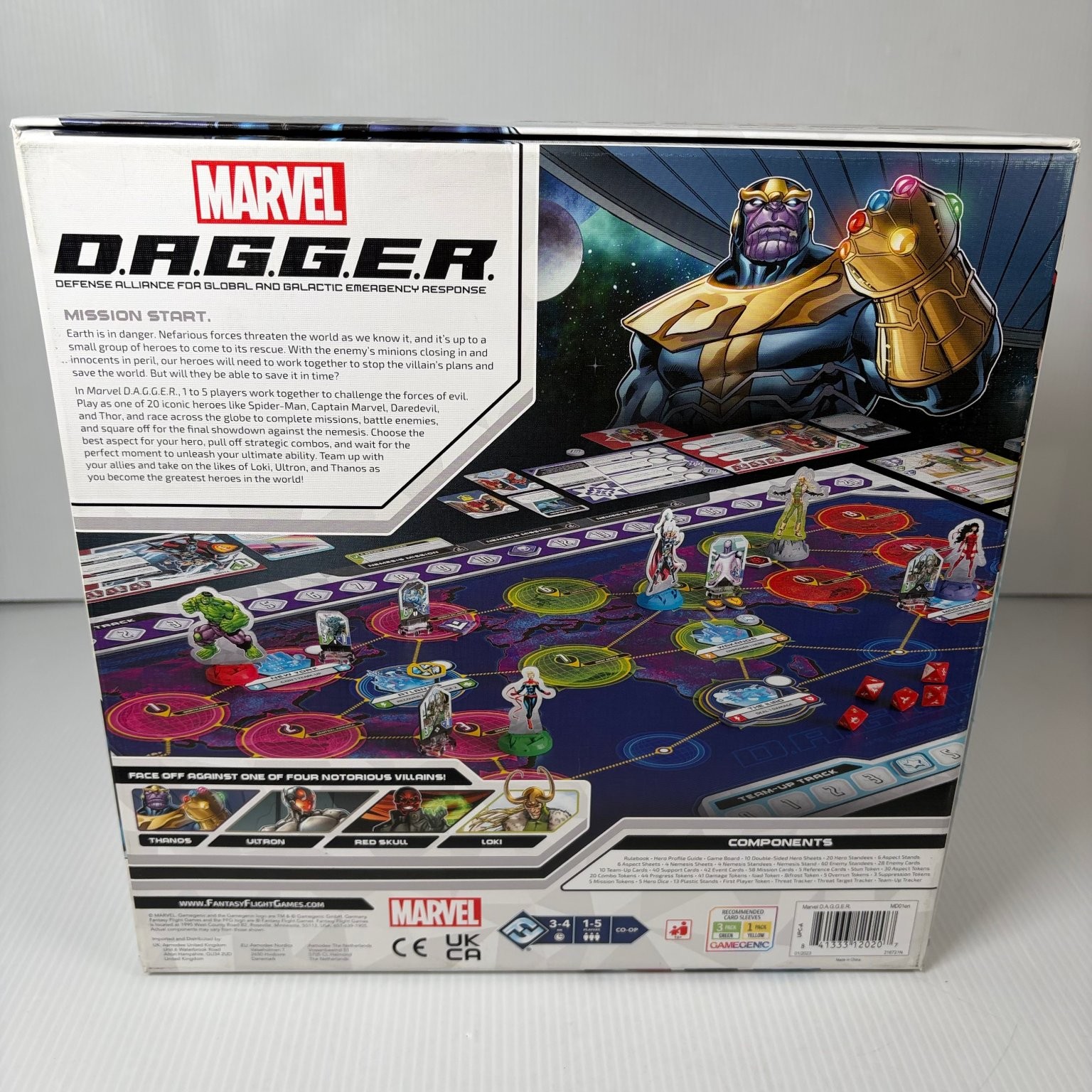 Marvel D.A.G.G.E.R. Fantasy Flight Board Game 1-5 Players Avengers Complete