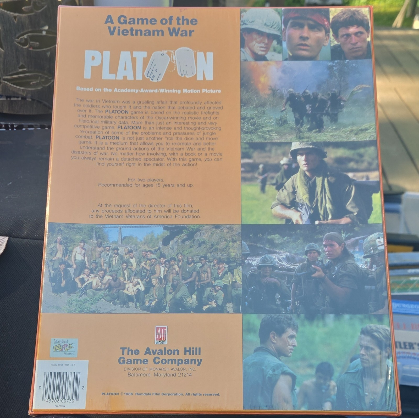The Avalon Hill Game Company Platoon Vietnam War Board Game 1986 2+ 17+ M4510