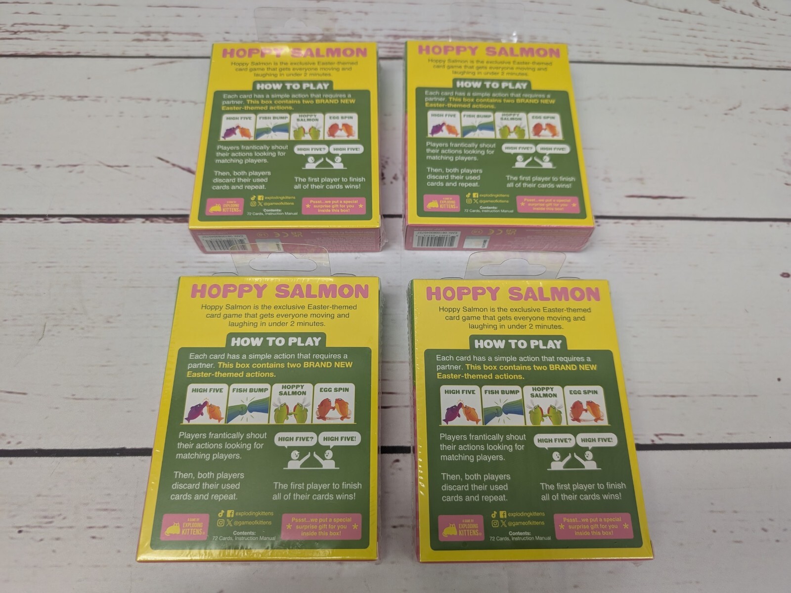 4 Hoppy Salmon Card Party Games NIS Exploding Kittens Easter Basket Gift Stuffer