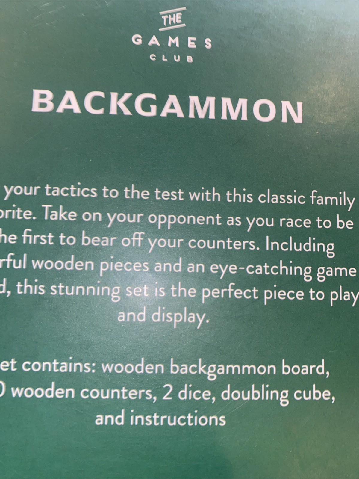 The Games Club Backgammon Wooden Game Set New in Box Professor Puzzle 8 + years