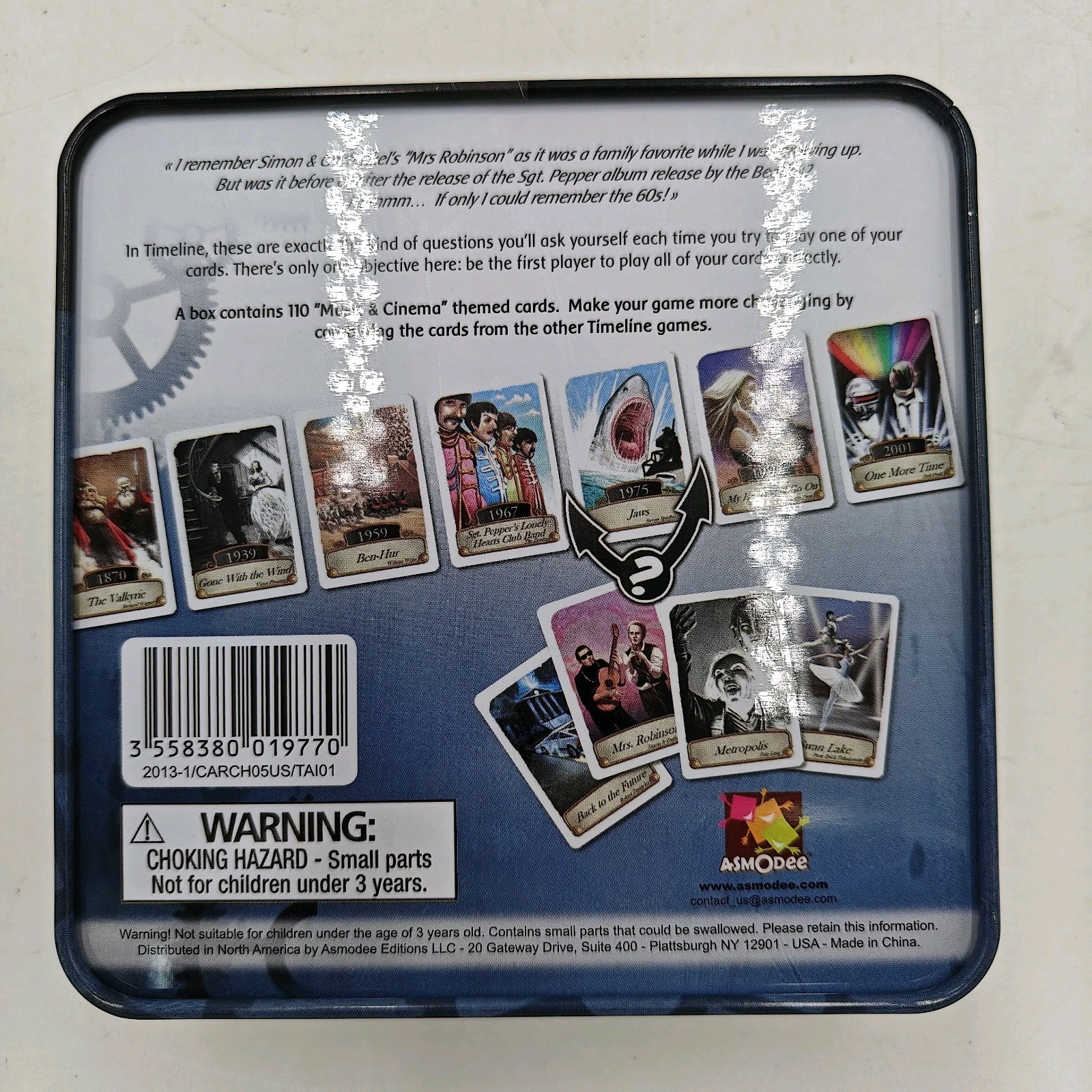 Timeline Music & Cinema Edition Card Game Tin Box Asmodee 2016 Complete