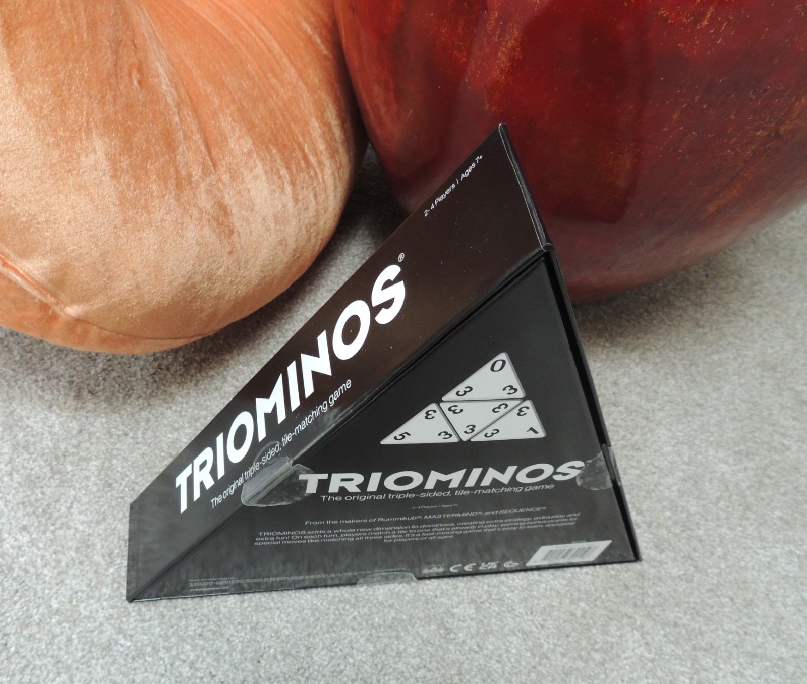 Triominos Original Triangular Tile Matching Game, 2-4 Players New w/Corner Ding