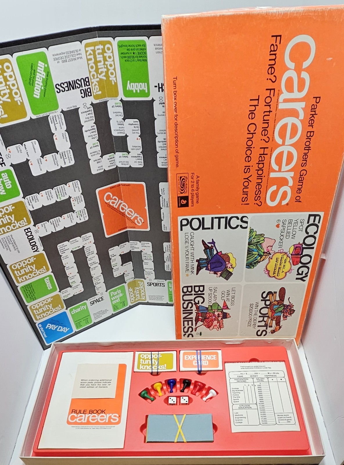 Vintage 1971 Careers Board Game Parker Brothers 100% Complete 1970s Retro Toy