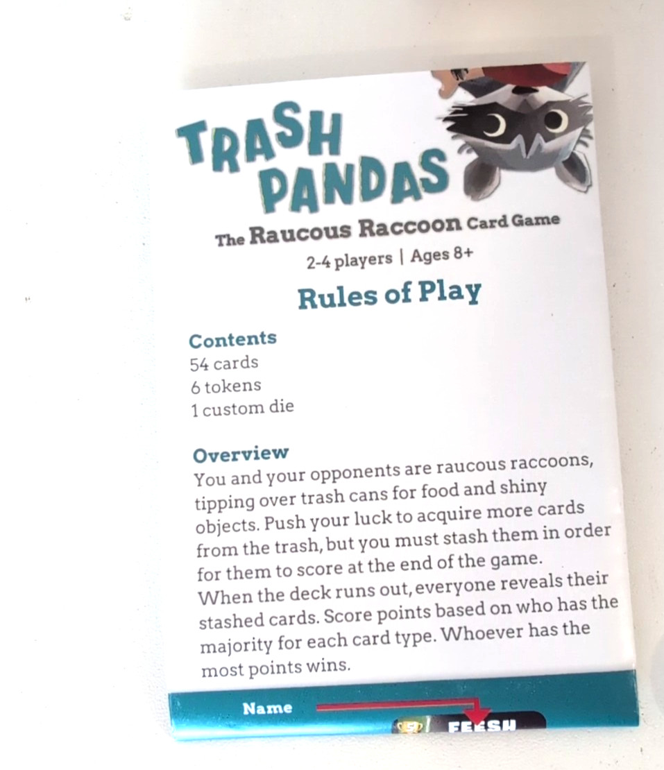 Trash Pandas The Raucous Raccoon Card Game Gamewright 2-4 Player 8+ COMPLETE