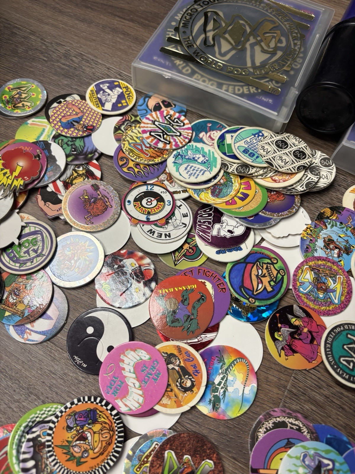 Huge Lot – 1990s Vintage 150+ Pogs and Slammers Milk Caps w/ Tubes