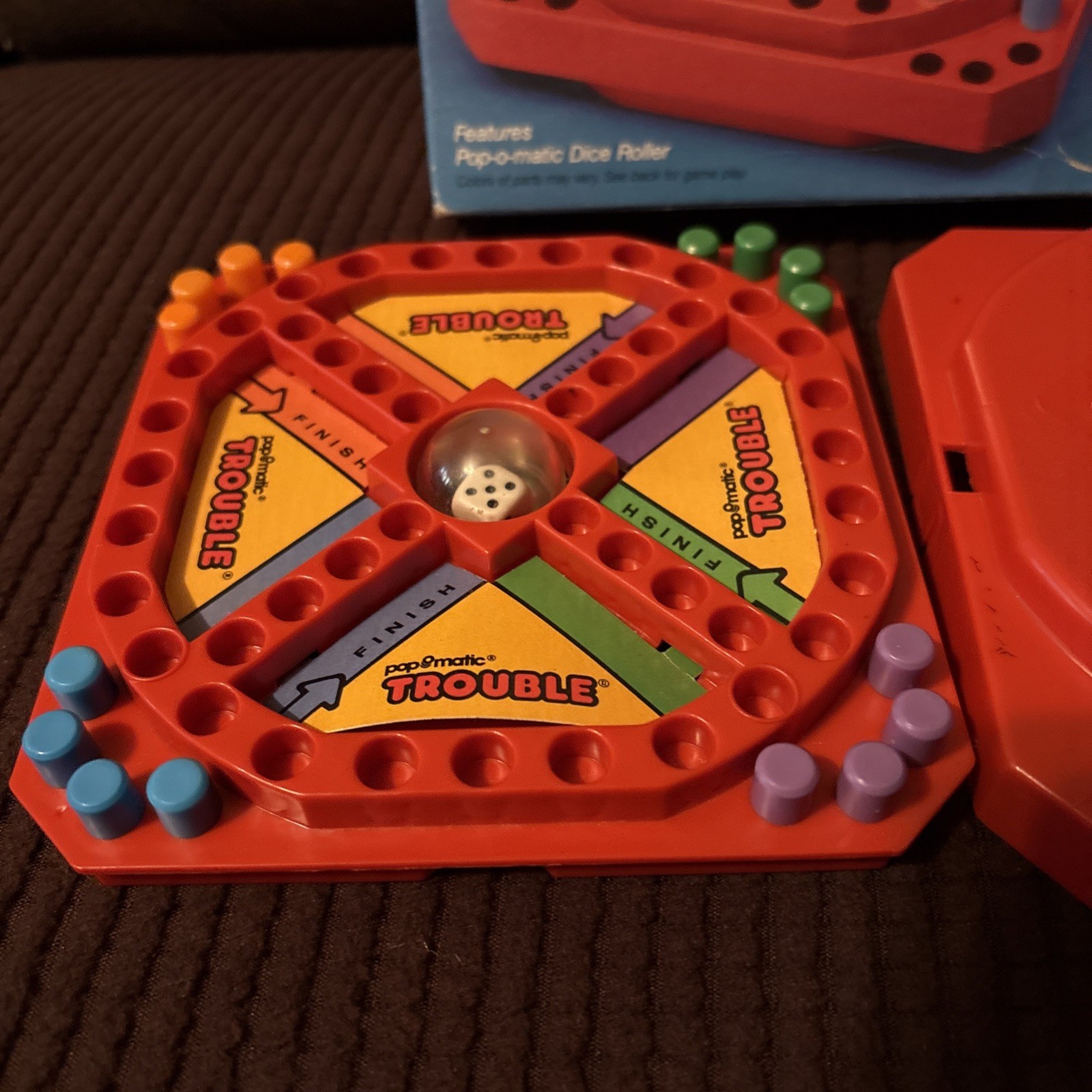 🎲 1989 Milton Bradley Pop-O-Matic Trouble Travel Game w/ Box