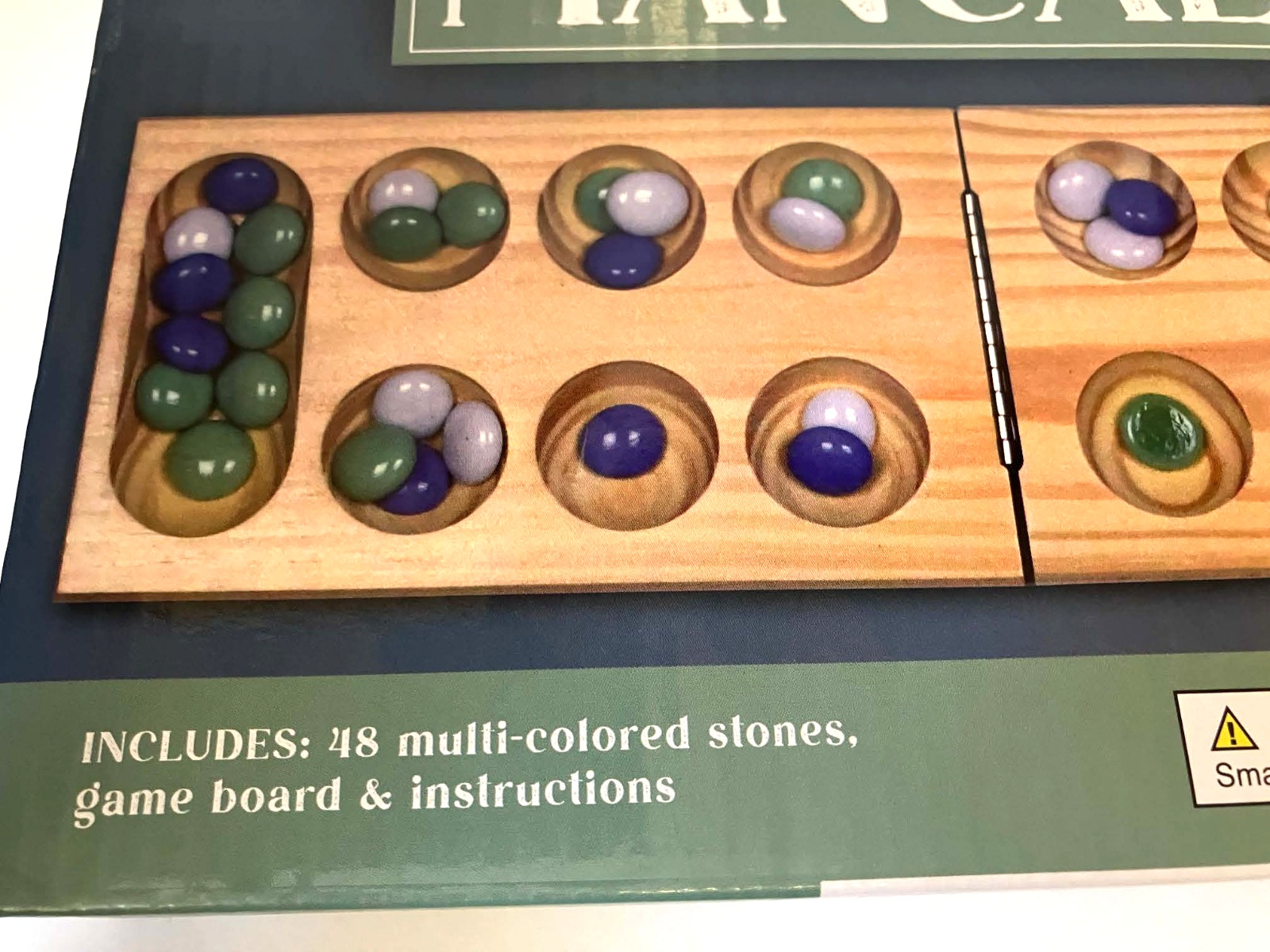 Classic Folding Wooden Mancala Family Stratergy Board Game Multicolor Stone 6+