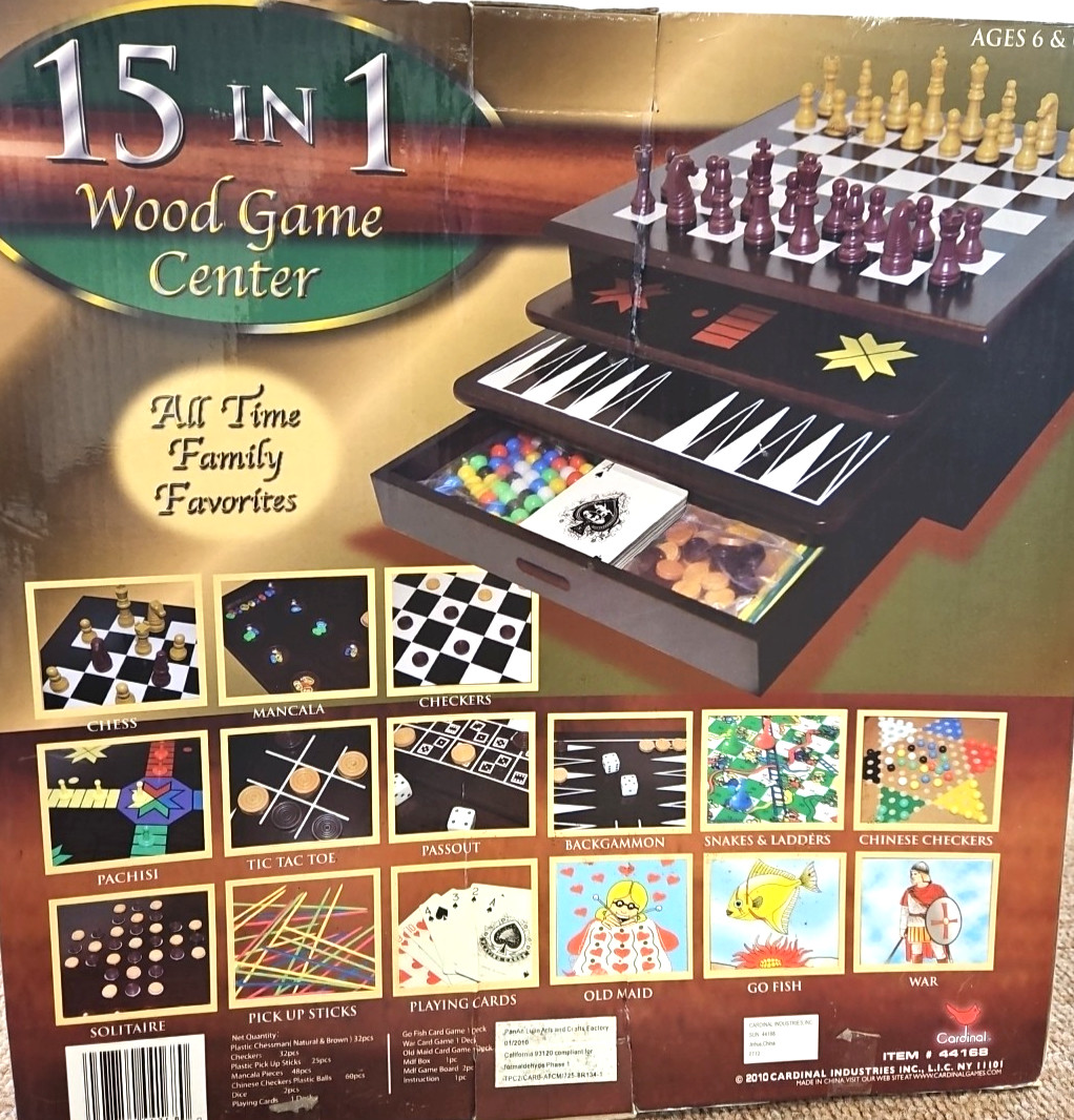 Cardinal 15-in-1 Wood Game Center All Time Family Favorites Ages 6+