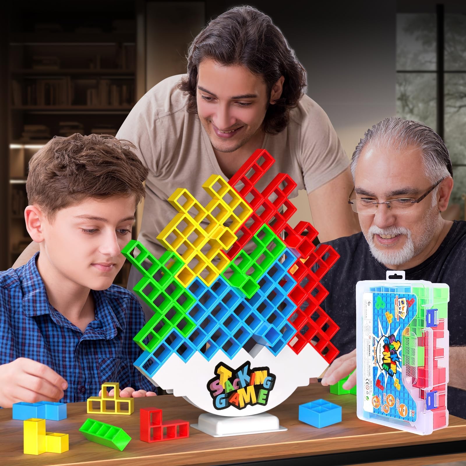 48PCS Stack Game for Adult & Kids, Tetra Board Tower Games for Family Travel …