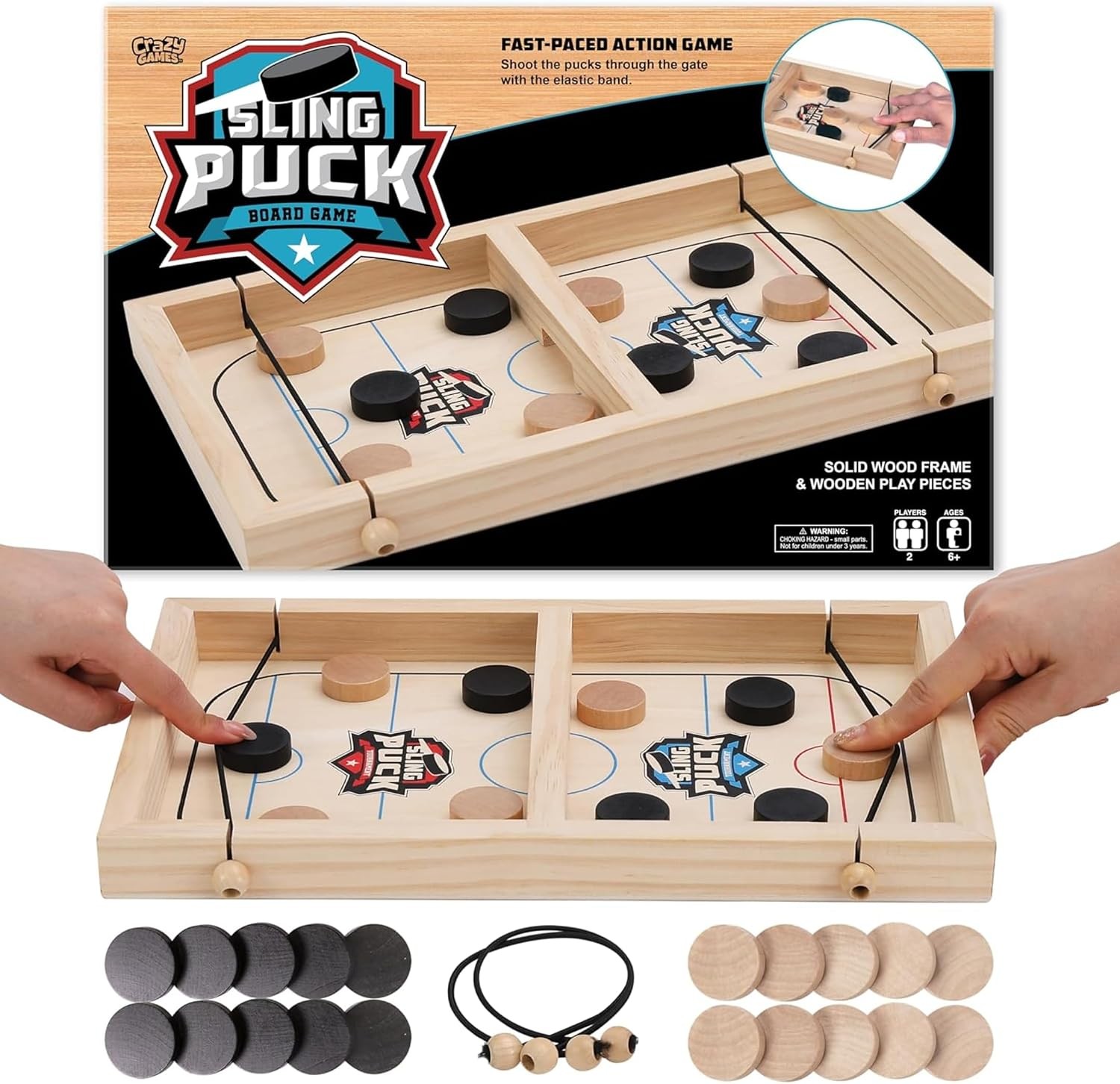 Fast Sling Puck Game – Super Winner Slingshot Board – It Shot 2 Player Hockey