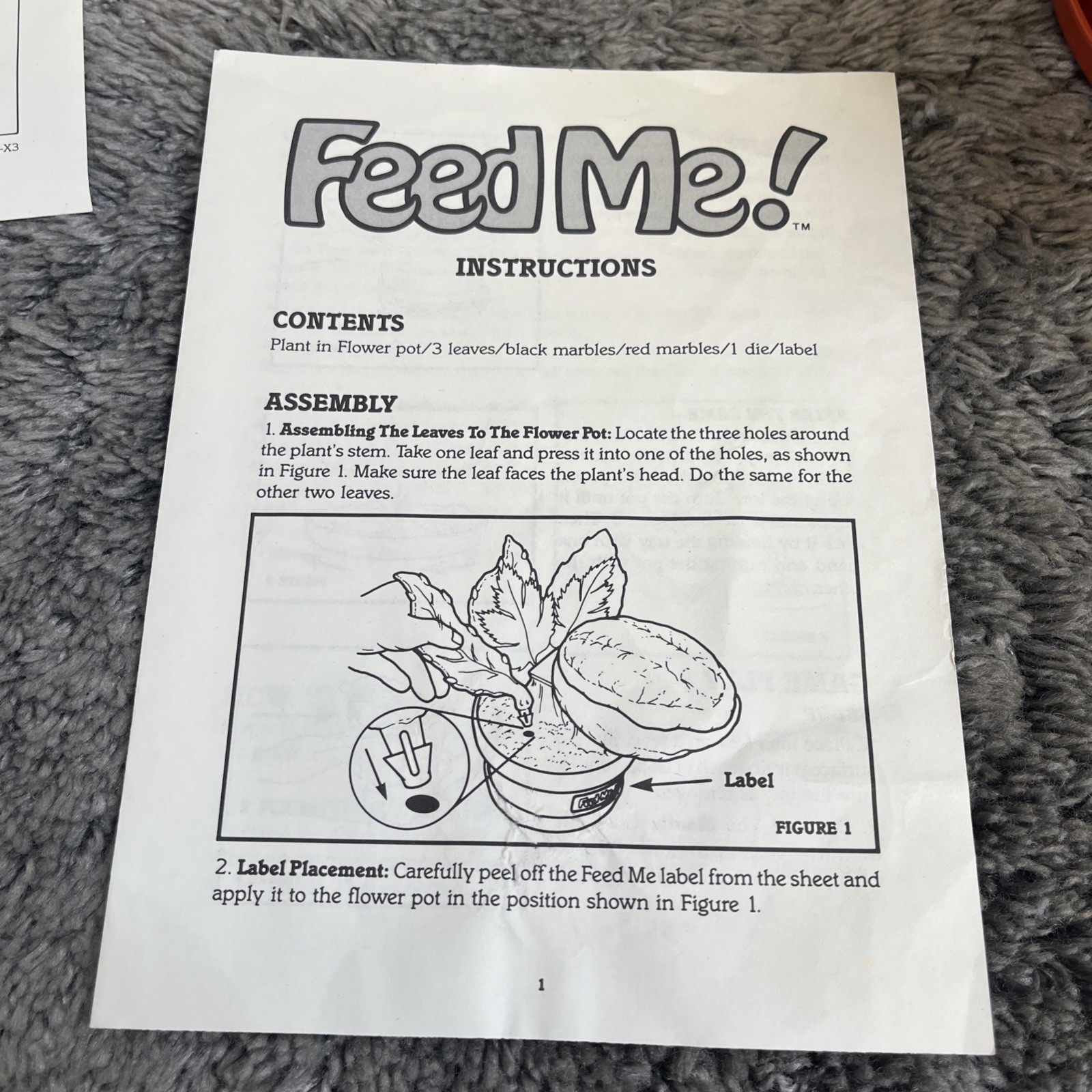 1987 Milton Bradley Feed Me! Hungry Little Plant Game Little Shop of Horrors Vtg