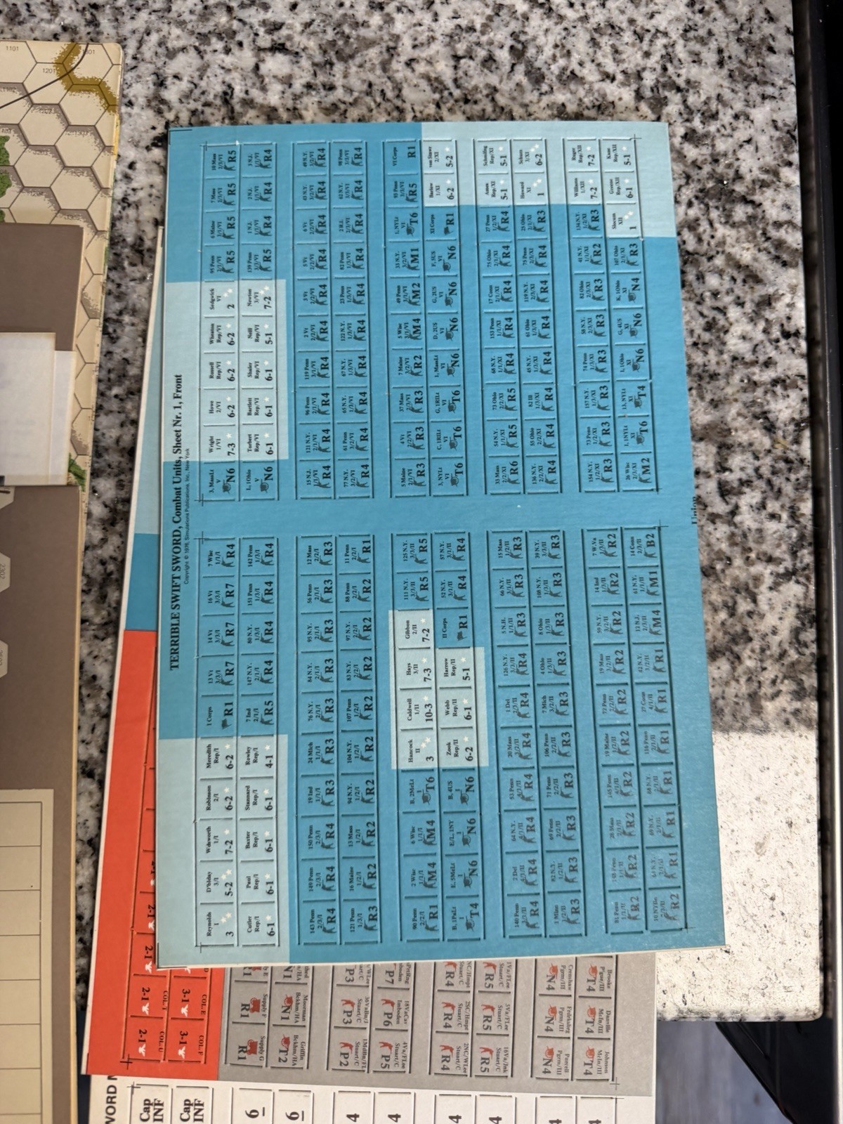SPI 1976 Tray – TERRIBLE SWIFT SWORD – Three Days of Gettysburg Game UNPUNCHED