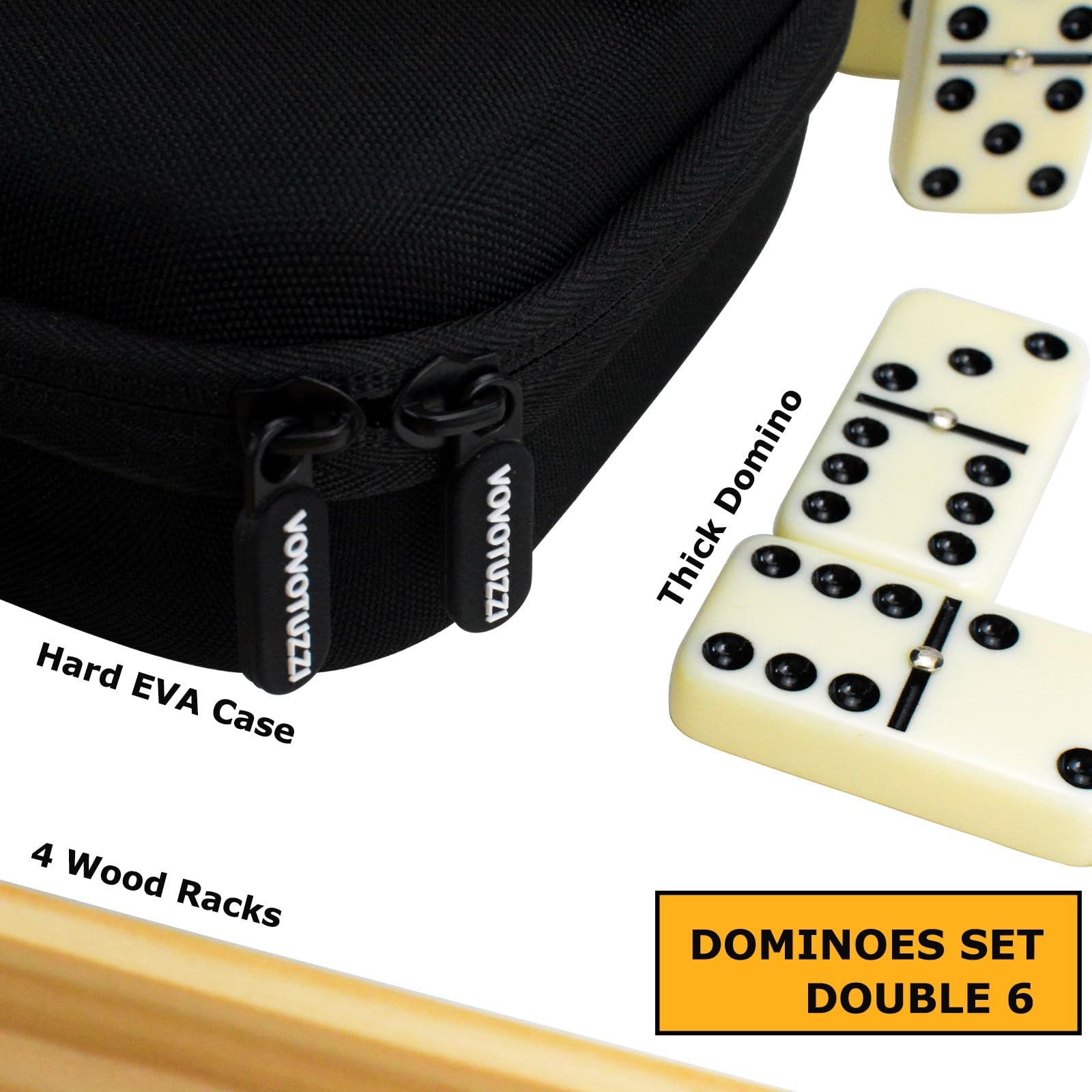 Vovotuzzi Jumbo Double 6 Dominoes Set For Adults Kids – 28 Ivory Domino Tiles 4