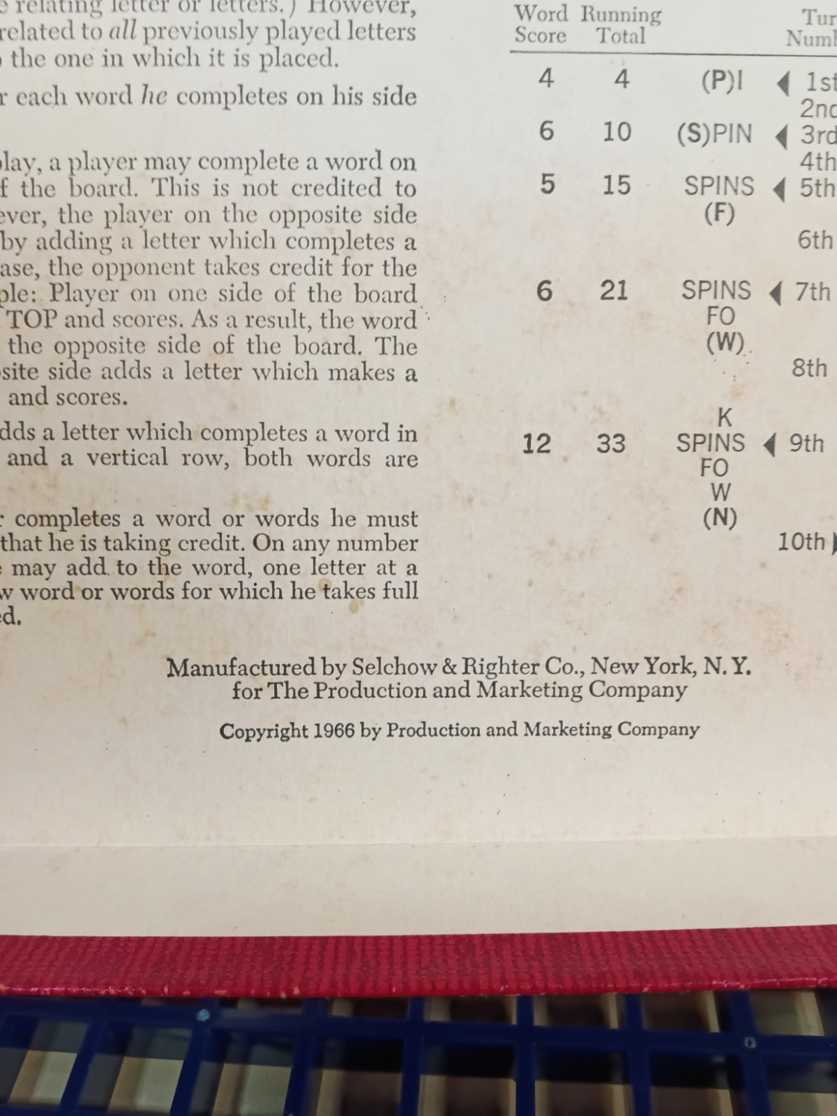 Vintage 1966 Scrabble RSVP 3D Crossword Game Selchow & Righter 74/75 Blocks
