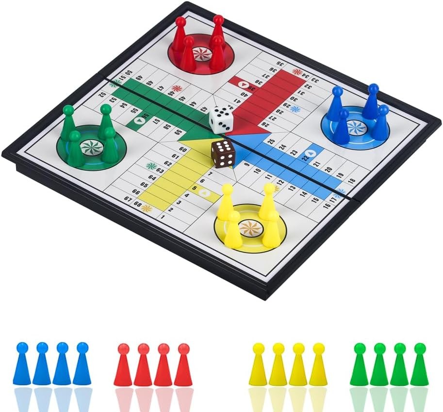 Magnetic Ludo Board Game Travel Folding Mini Set Family Fun Portable Gift for