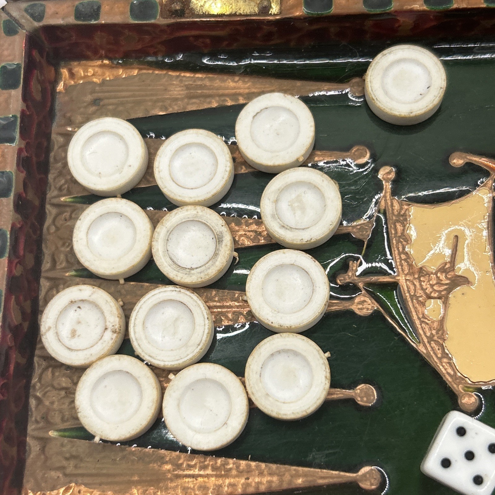 Vintage Ornate Backgammon Set in Decorative Box