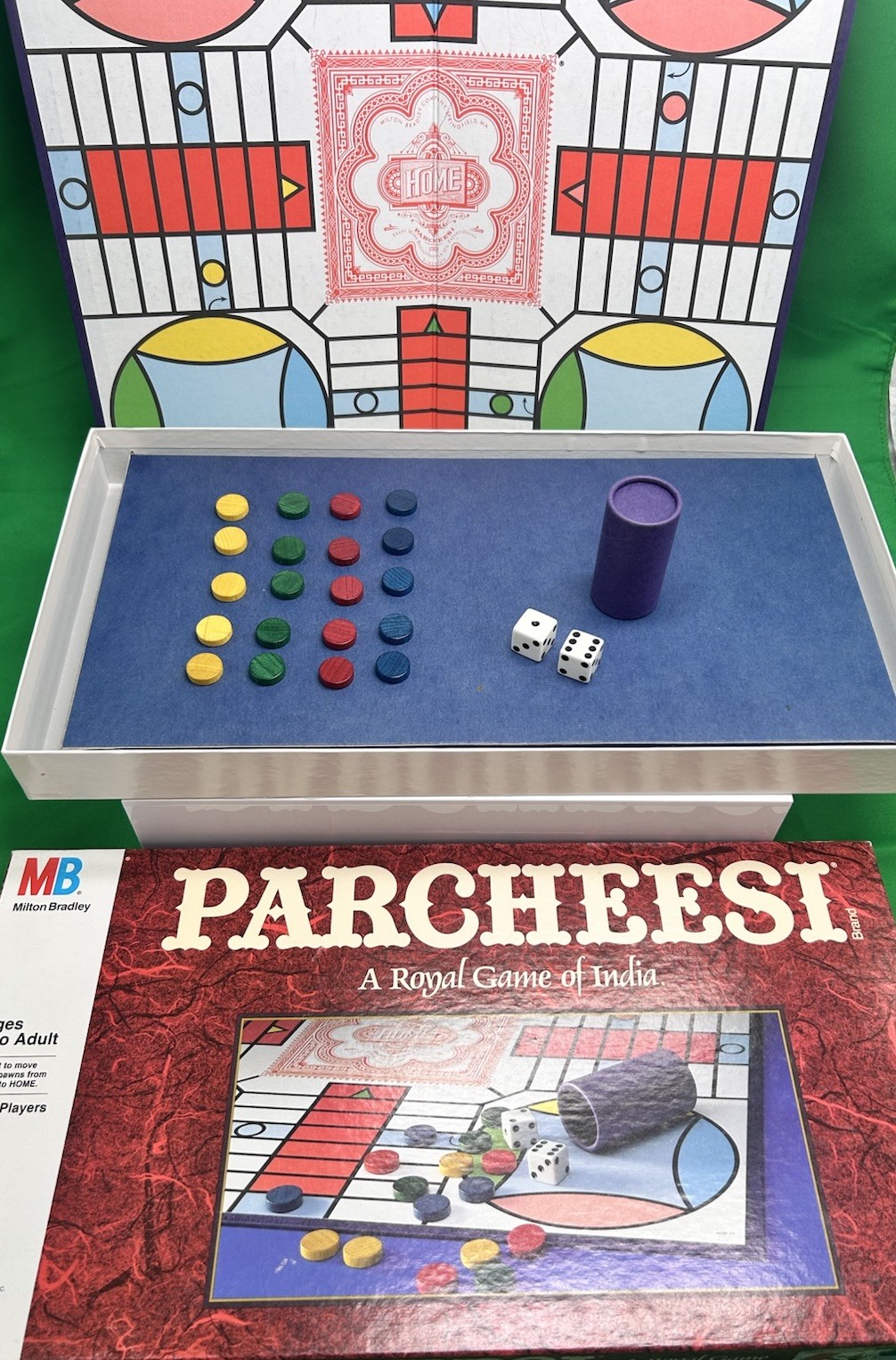 Vintage Parcheesi Board Game of India 1989 Milton Bradley Royal Complete