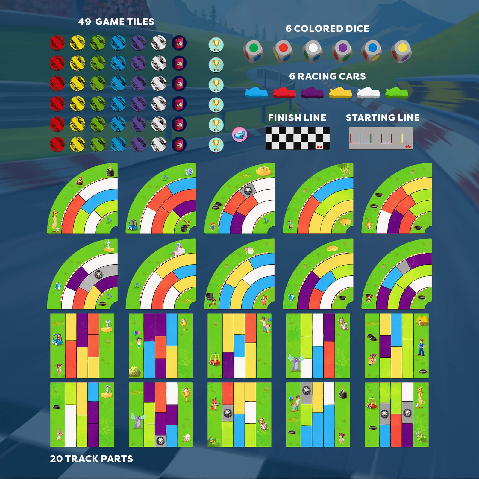 HABA Monza Car Racing Board Game – Color Matching Strategy Family Board Games