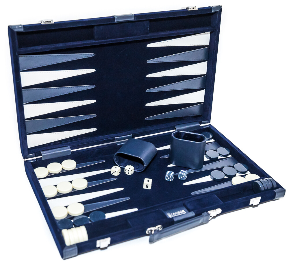 Designer Backgammon Set With 2 Dice Cups Dice Doubling Cube Blue Size 15″