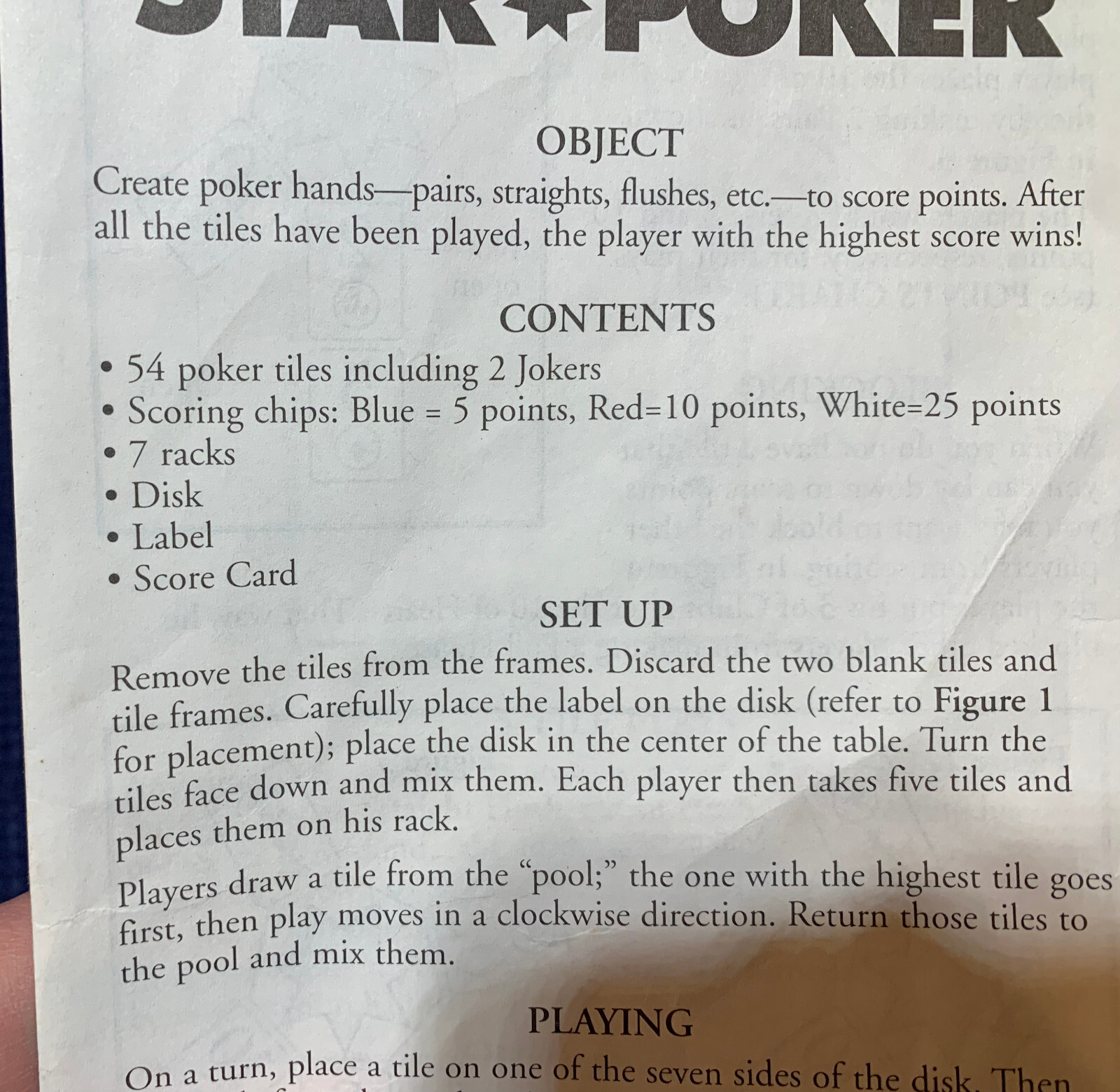 Star Poker Fast Moving Tile Poker Game 1994 Pressman