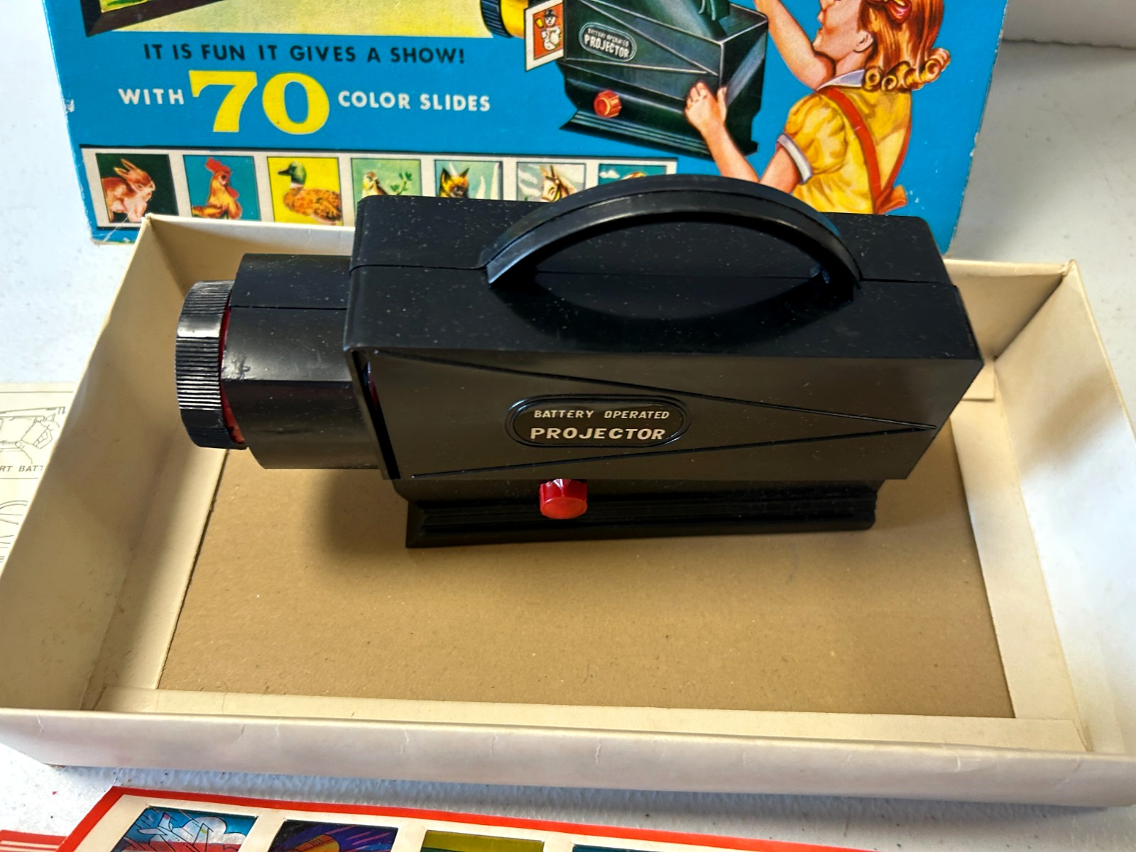 Vintage 1960s Stellar Battery Operated Toy Projector Slides No 8106 Hong Kong