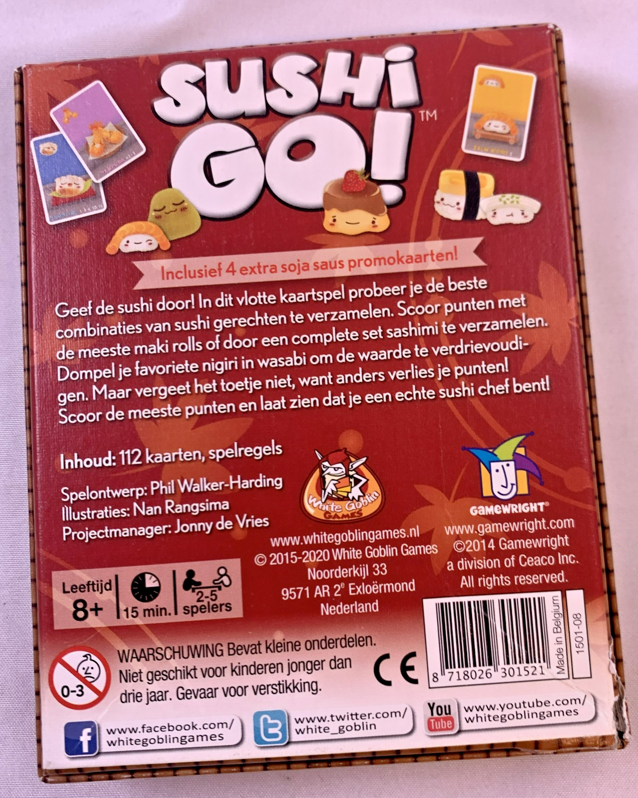 Sushi Go Card Game White Goblin Games Family Game Complete Dutch