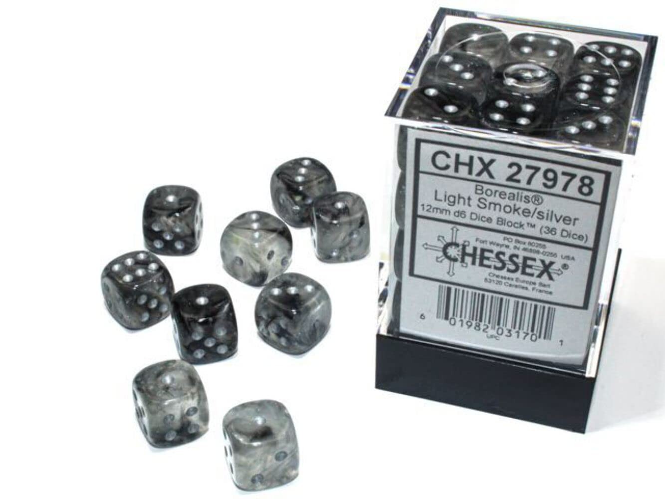 d6Cube12mm Borealis Luminary LTSMsv – Chessex (Pack of 36)
