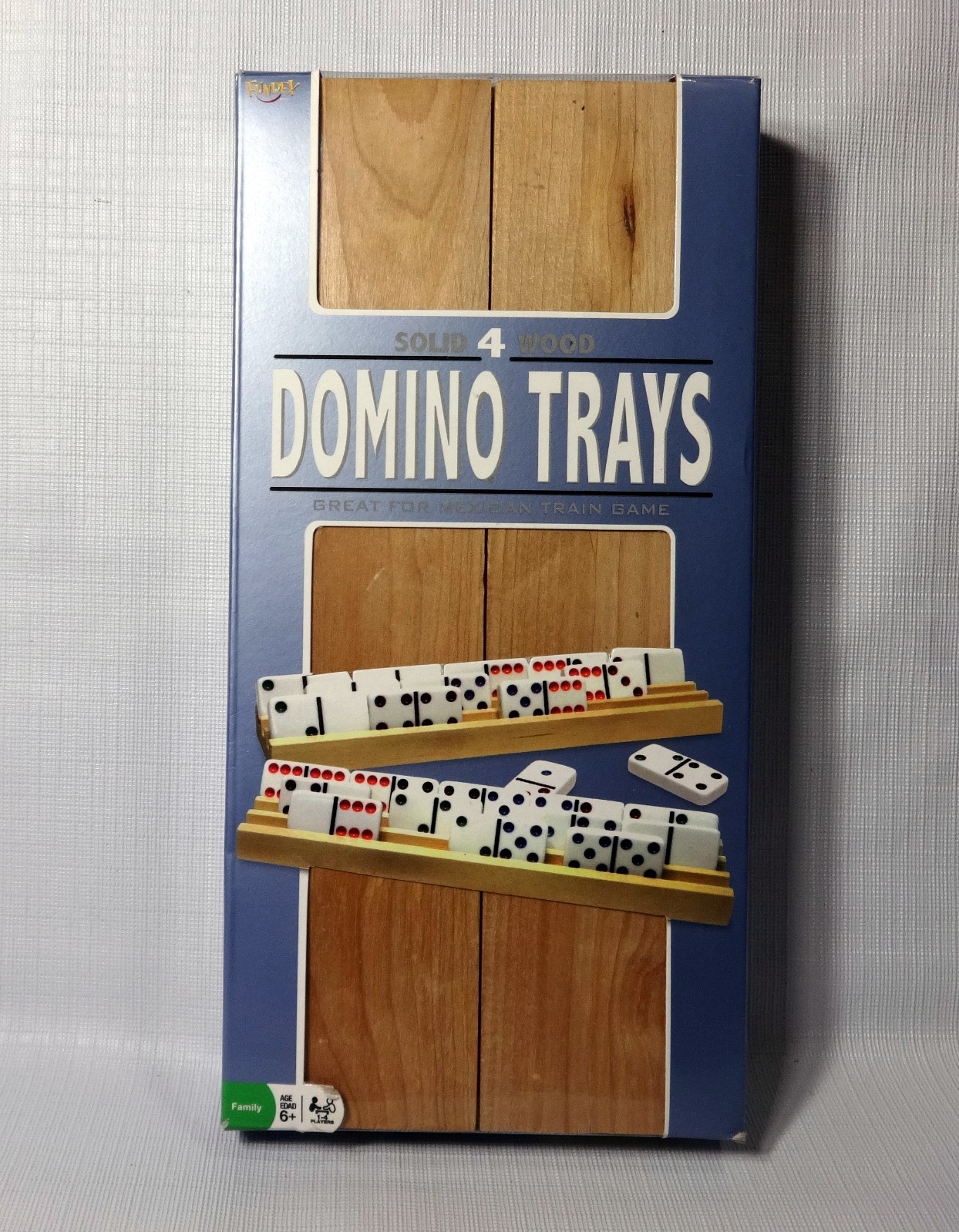 Fundex Games Solid Wood Domino Trays Set of 4 Mexican Train Tile Racks 5304