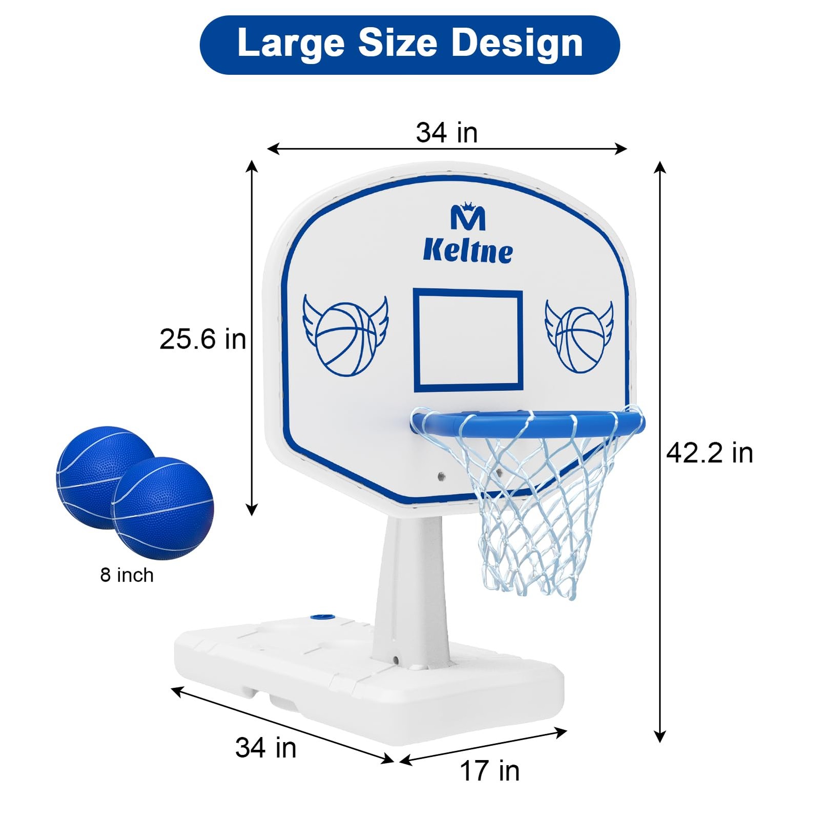LED Pool Basketball Hoop 34 x34 x42.2 Solar Lights 2 Balls Pump Dahivs Poolside