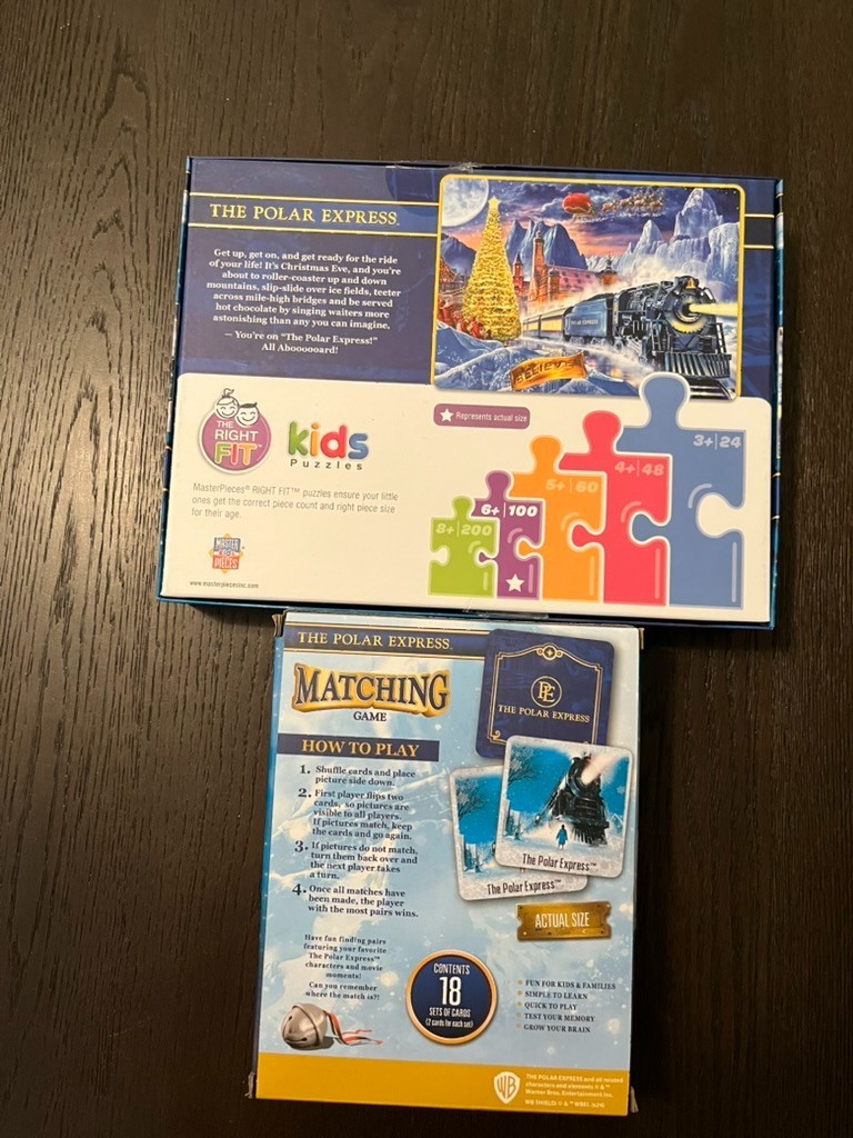 The Polar Express Matching Game by Masterpieces and 100 pc Jigsaw Puzzle