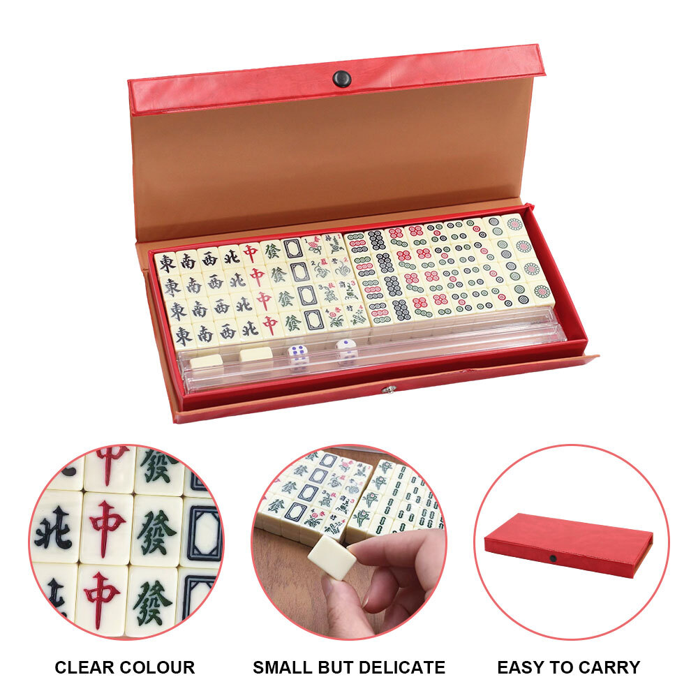 Professional Chinese Mahjong Set Large 144+2 Numbered Tiles Mah-jongg with Case